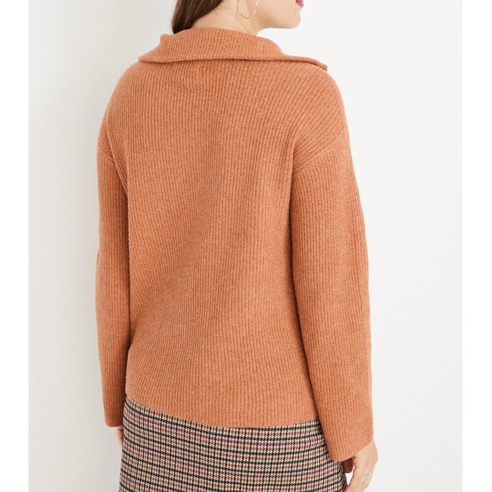 Maurices Solid Half Zip Sweater Burnt Orange Ish … - image 3